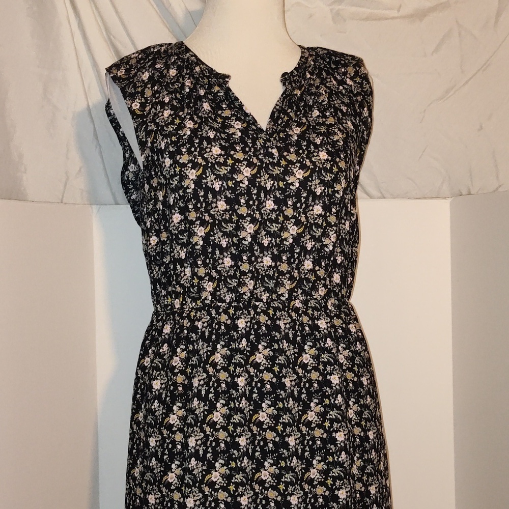 J. Crew Mercantile Midi Dress Floral Sleeveless Size Small Ruffle Crew/V-Neck